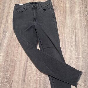Joe's Faded Black High Rise Skinny Demin Jean Raw Hem Size 28 Inseam 27"